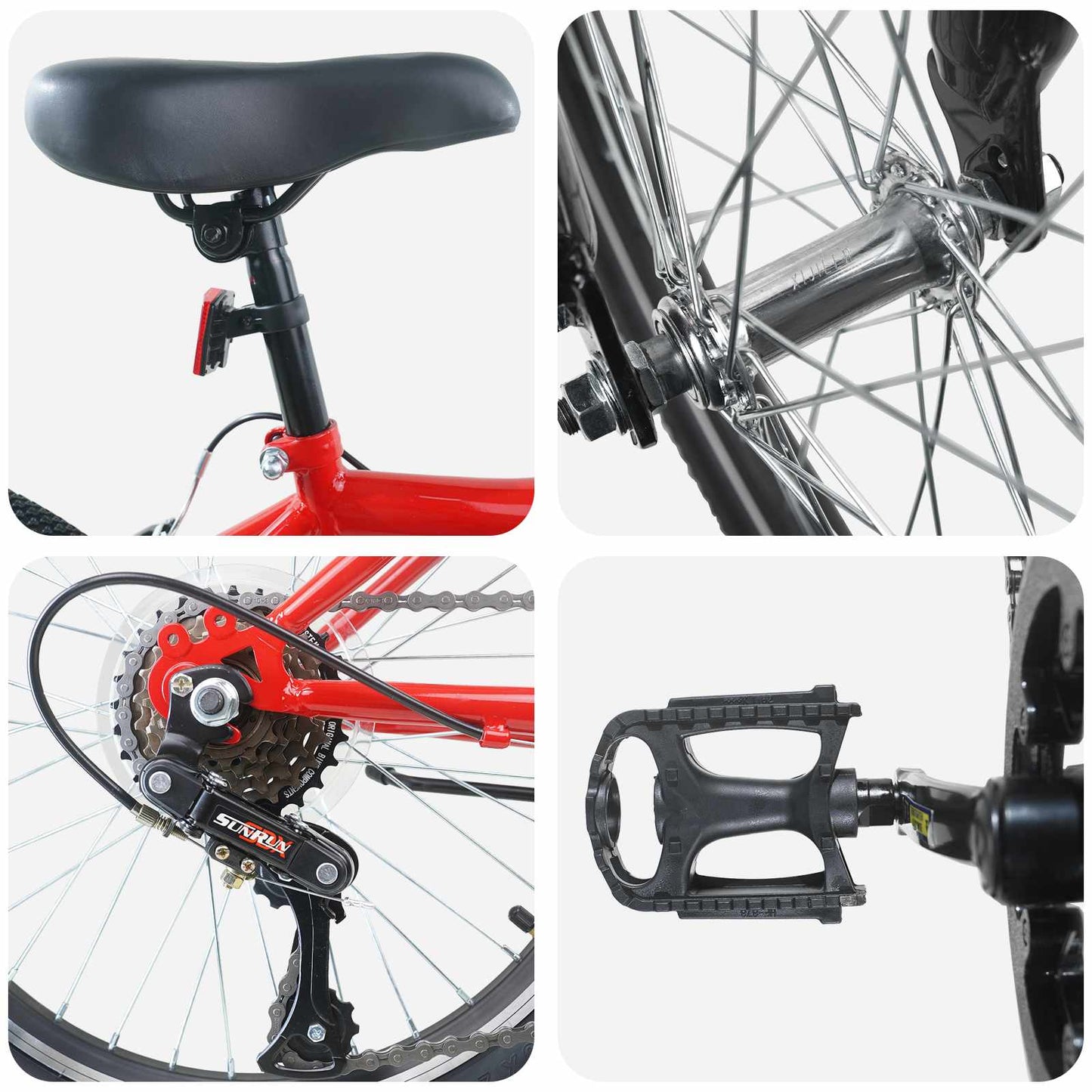 vidaXL Παιδικό Ποδήλατο 20 ίντσες 6-Speed για παιδιά 6-11 ετών Κόκκινο