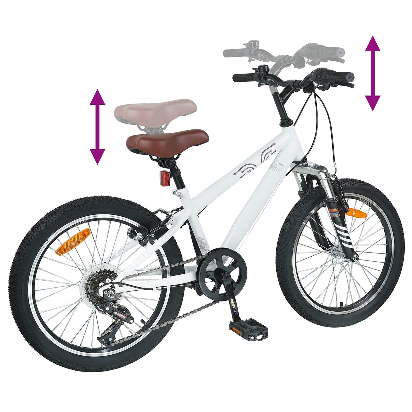 vidaXL Ορεινό Ποδήλατο 20 ίντσες 6-Speed για παιδιά 5-8 ετών Λευκός