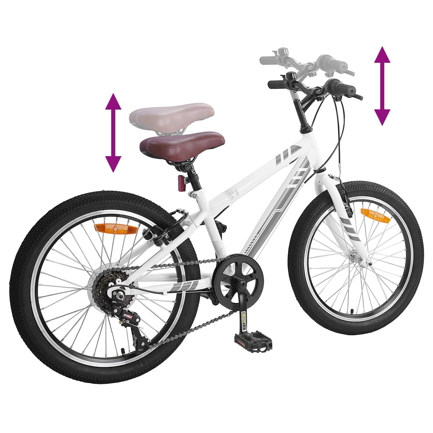vidaXL Ορεινό Ποδήλατο 24 ίντσες 6-Speed για 8-12 ετών Λευκό
