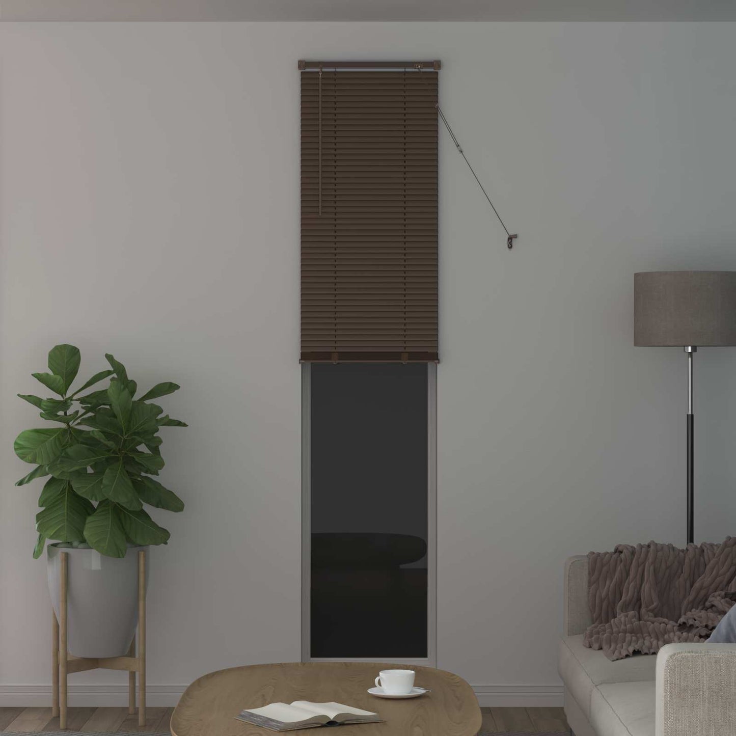 vidaXL Βενετσιάνικη Σκίαση Σκούρο Καφέ με Σχέδιο 213 x 60 εκ PVC