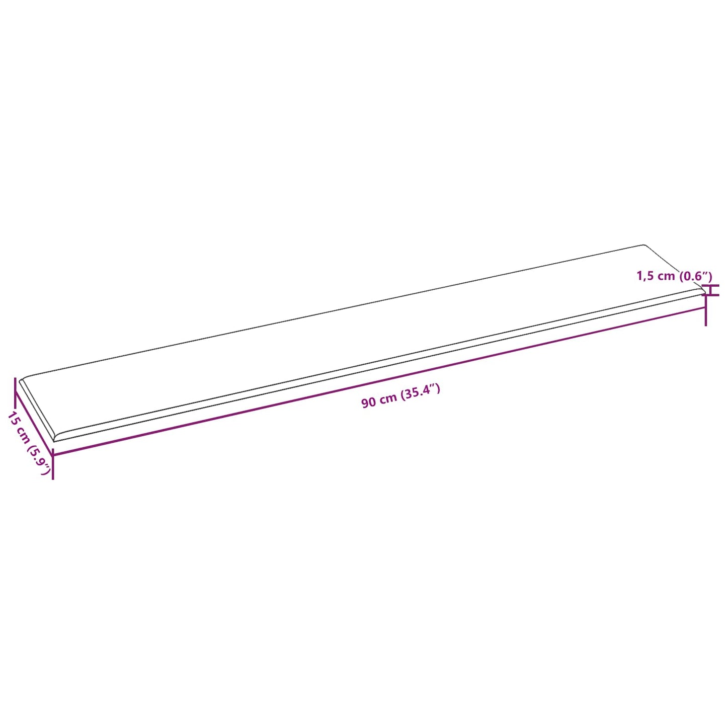 vidaXL Κεφαλάρι Τοίχου 12 pcs Γκρι 90 x 15 cm ύφασμα