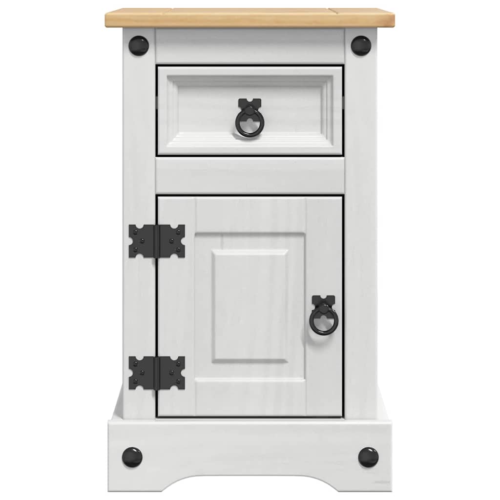 vidaXL Κομοδίνο Λευκό 35 x 32,5 x 58 εκ. Στερεά ξυλεία πεύκου