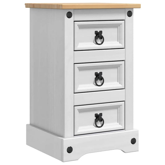vidaXL Κομοδίνο Corona Λευκό 35 x 32,5 x 58 εκ. Στερεά ξυλεία πεύκου