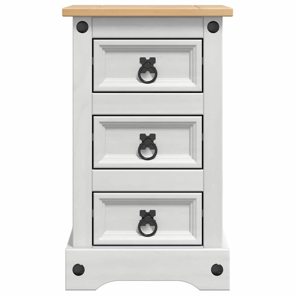 vidaXL Κομοδίνο Λευκό 35 x 32,5 x 58 εκ. Στερεά ξυλεία πεύκου