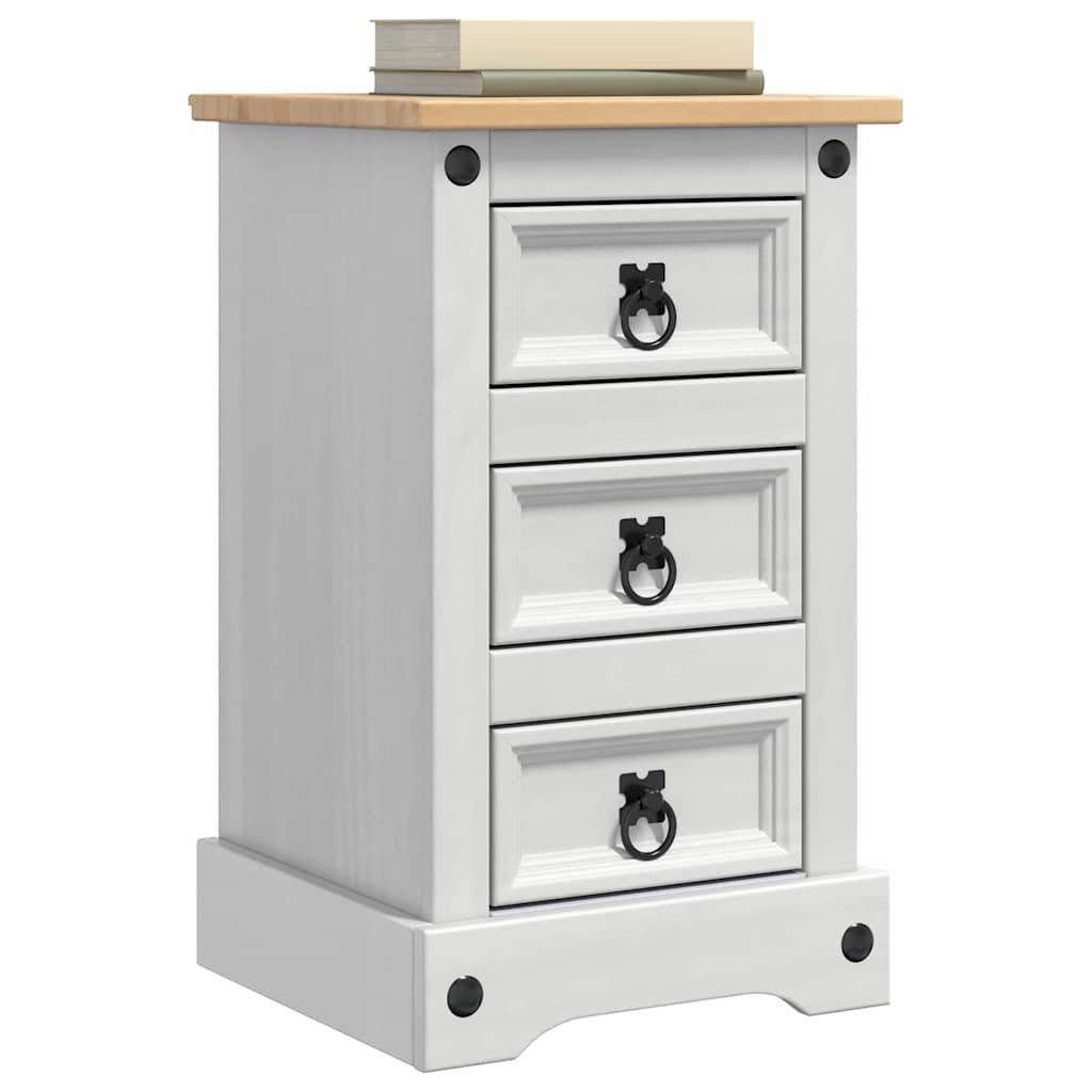 vidaXL Κομοδίνο Λευκό 35 x 32,5 x 58 εκ. Στερεά ξυλεία πεύκου