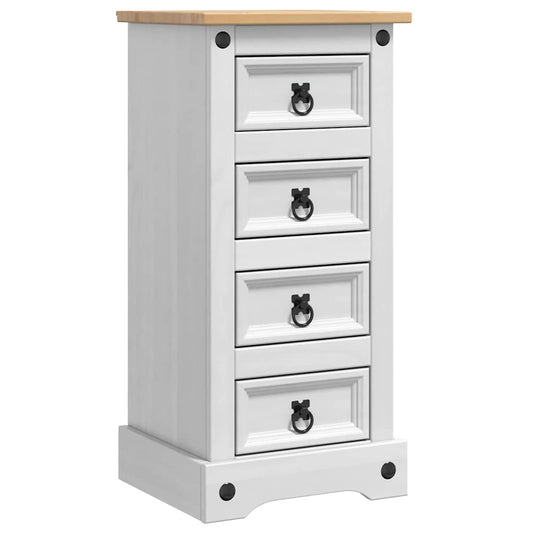 vidaXL Κομοδίνο Corona Λευκό 35 x 32,5 x 74 εκ. Στερεά ξυλεία πεύκου