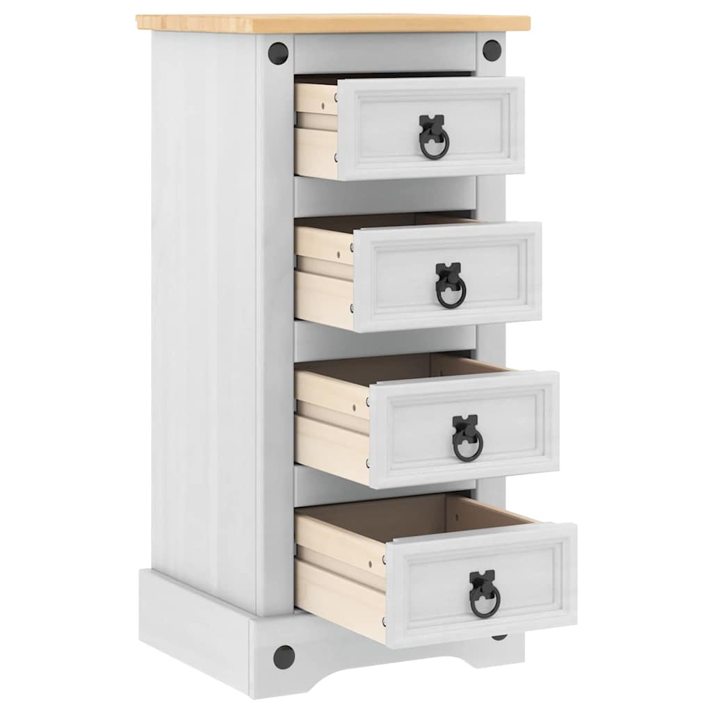 vidaXL Κομοδίνο Λευκό 35 x 32,5 x 74 εκ. Στερεά ξυλεία πεύκου