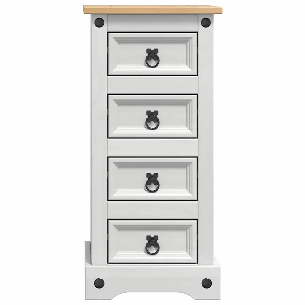 vidaXL Κομοδίνο Λευκό 35 x 32,5 x 74 εκ. Στερεά ξυλεία πεύκου