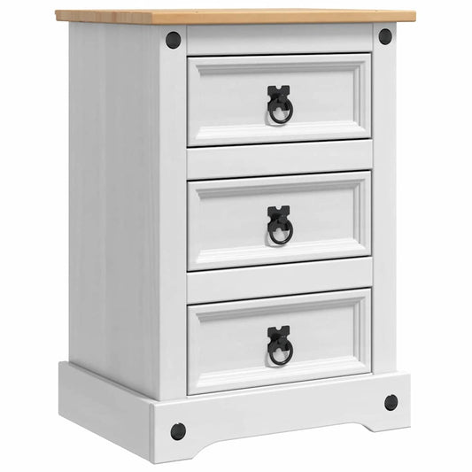 vidaXL Κομοδίνο με συρτάρι Λευκό 45 x 35 x 64 εκ. Στερεά ξυλεία πεύκου
