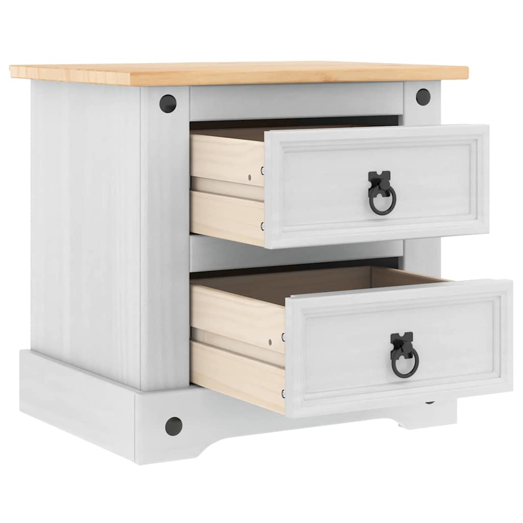 vidaXL Κομοδίνο με συρτάρι Λευκό 53 x 39 x 47 εκ Στερεά ξυλεία πεύκου