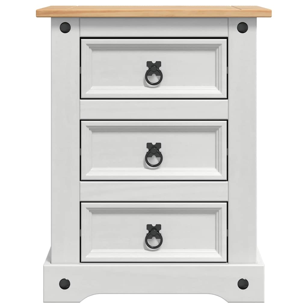 vidaXL Κομοδίνο με συρτάρι Λευκό 53 x 39 x 66 εκ Στερεά ξυλεία πεύκου