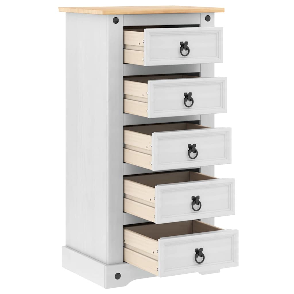 vidaXL Κομοδίνο με συρτάρι Λευκό 53 x 39 x 103 cm Στερεά ξυλεία πεύκου