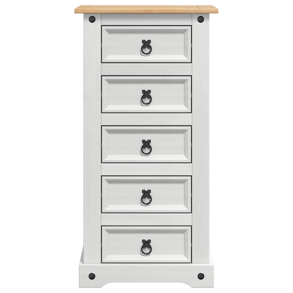 vidaXL Κομοδίνο με συρτάρι Λευκό 53 x 39 x 103 cm Στερεά ξυλεία πεύκου