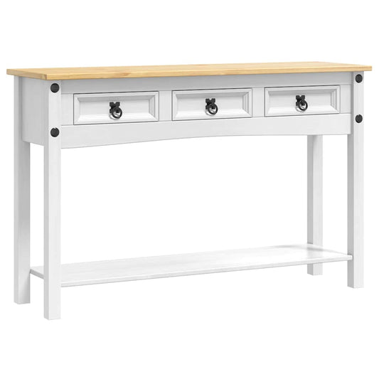 vidaXL End Table Corona Λευκό 114 x 34,5 x 73 εκ. Στερεά ξυλεία πεύκου