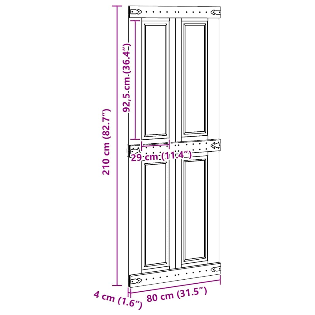 vidaXL Πόρτα αχυρώνα Corona 80 x 210 cm Μασίφ Ξύλο Πεύκου