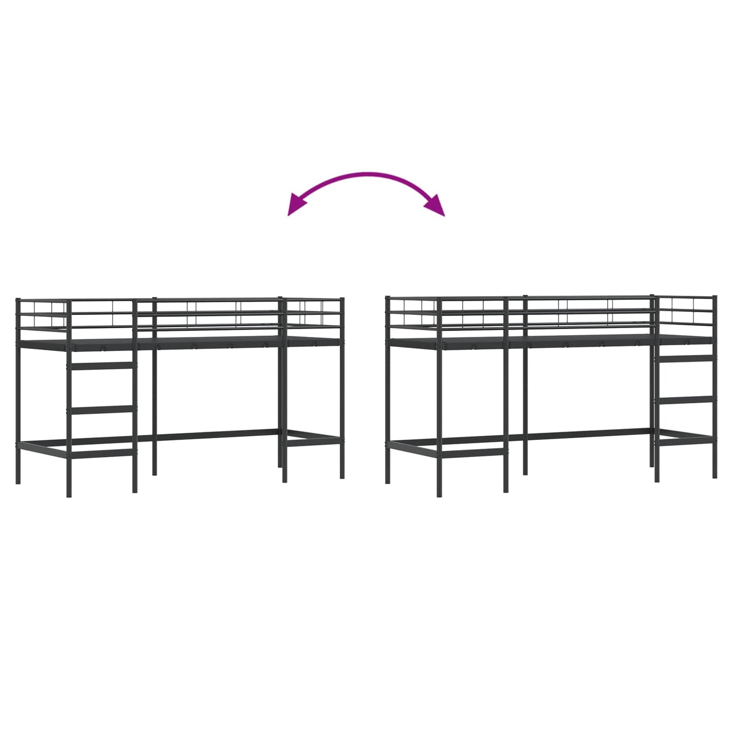 vidaXL Κρεβάτι κουκέτας για παιδιά Μαύρο 90 x 190 cm Ατσάλι