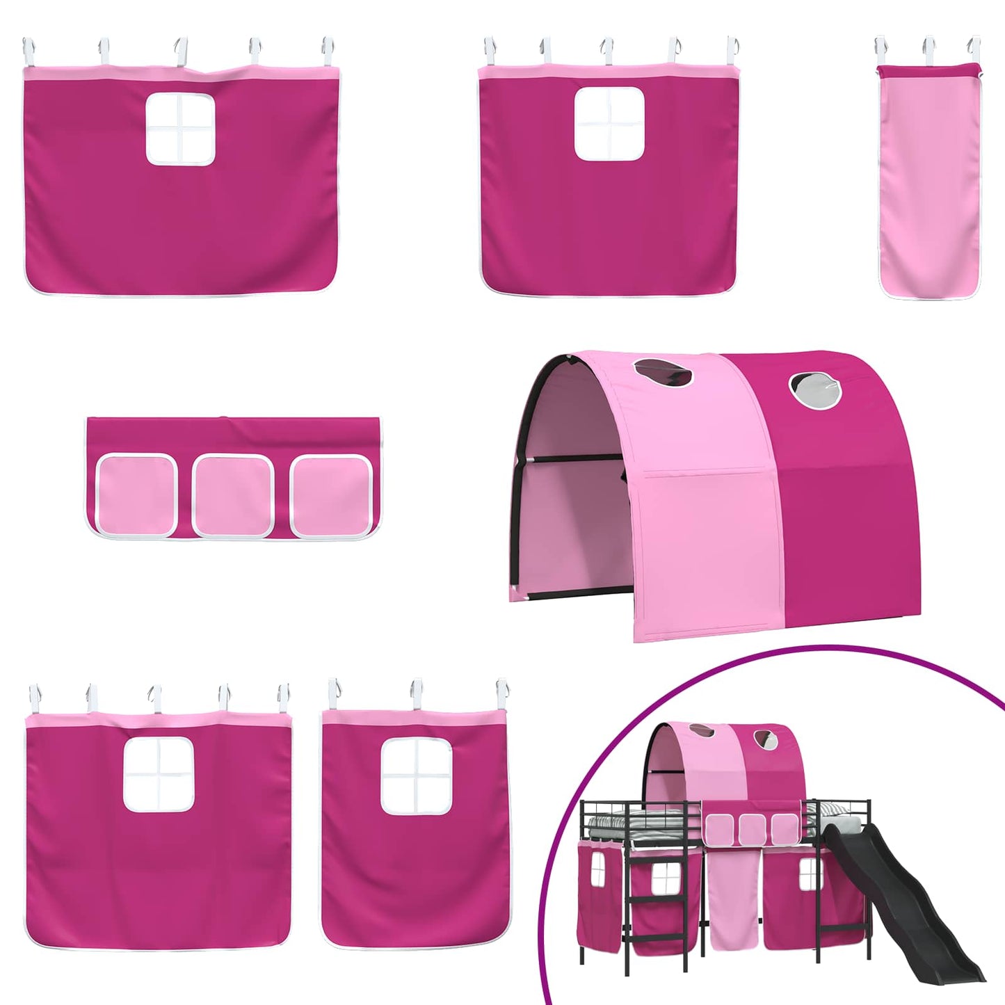 vidaXL Κρεβάτι κουκέτας για παιδιά Μαύρο και Ροζ 74,5 x 190 εκ.