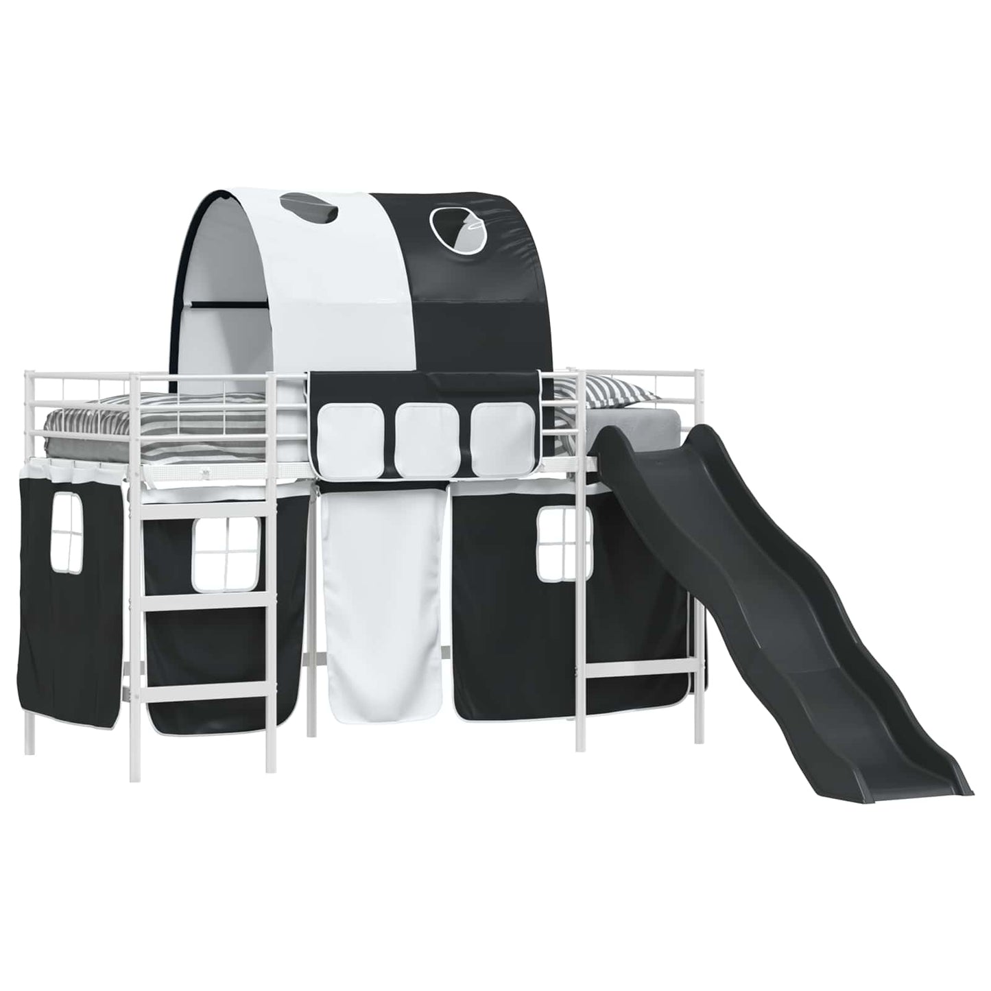 vidaXL Κρεβάτι κουκέτας για παιδιά Λευκό και Μαύρο 74,5 x 190 εκ.