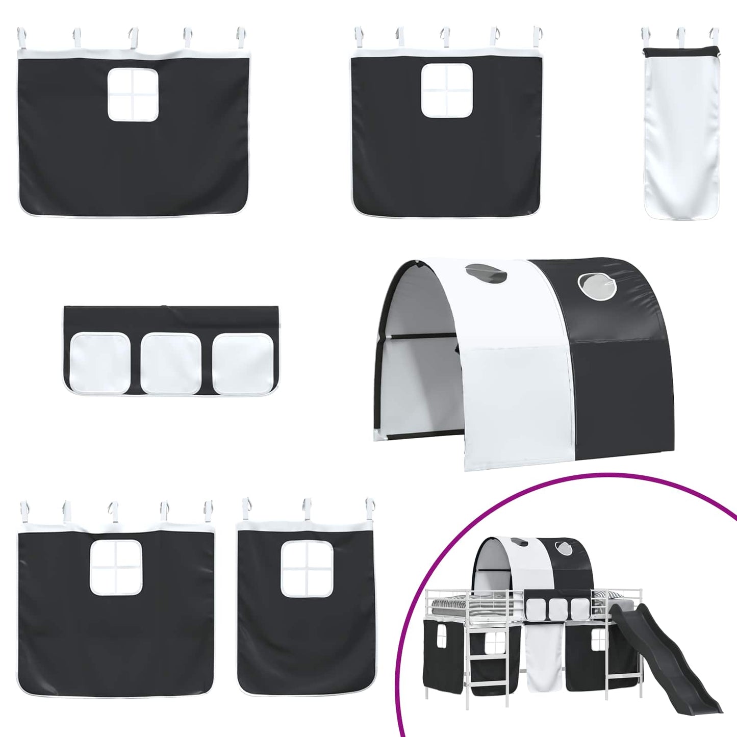 vidaXL Κρεβάτι κουκέτας για παιδιά Λευκό και Μαύρο 107 x 200 εκ.