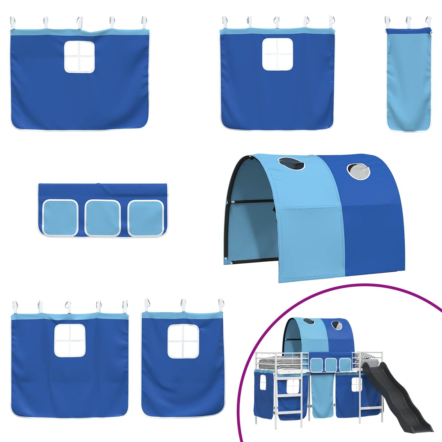 vidaXL Κρεβάτι κουκέτας για παιδιά Λευκό και Μπλε 99,5 x 190 εκ.