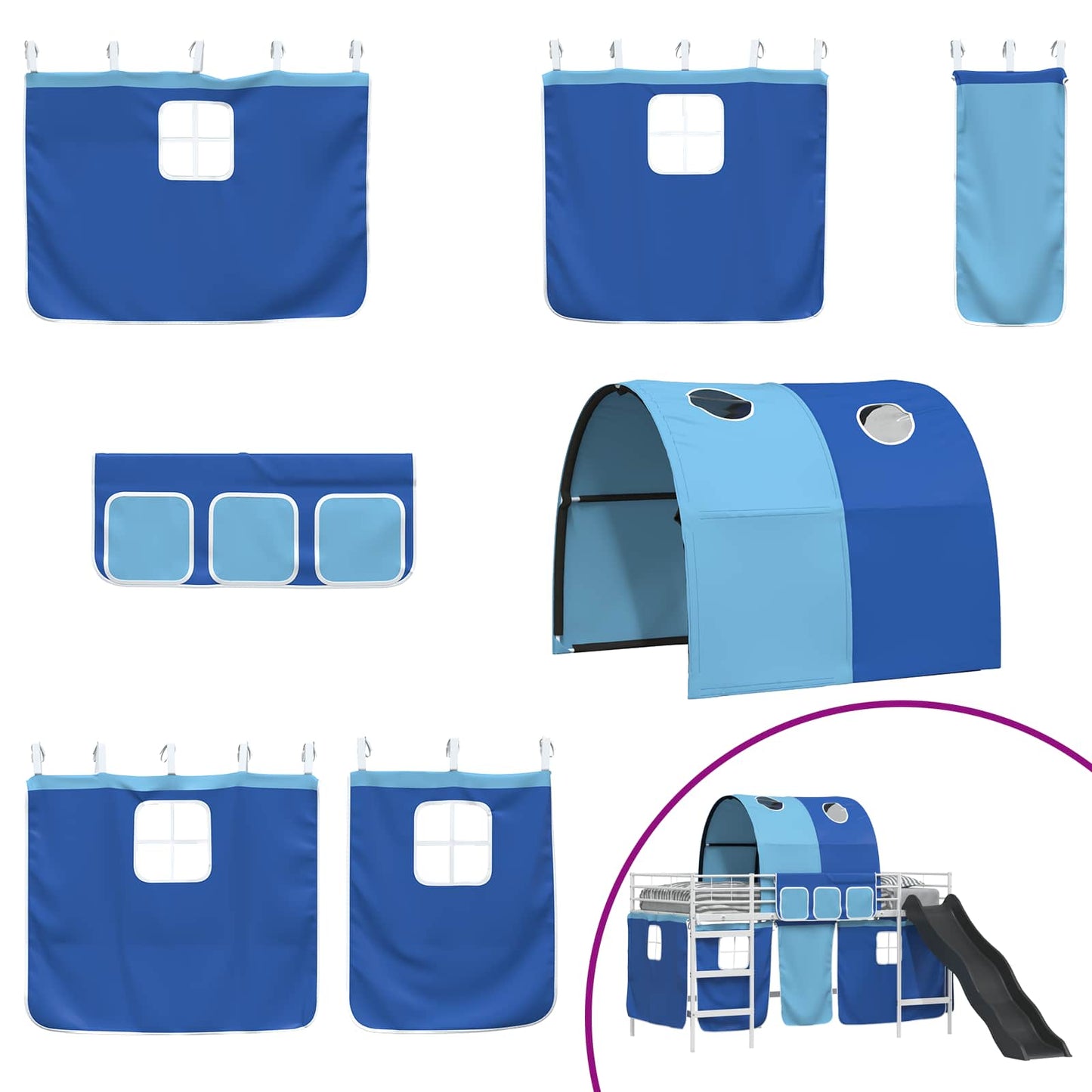 vidaXL Κρεβάτι κουκέτας για παιδιά Λευκό και Μπλε 107 x 200 εκ.