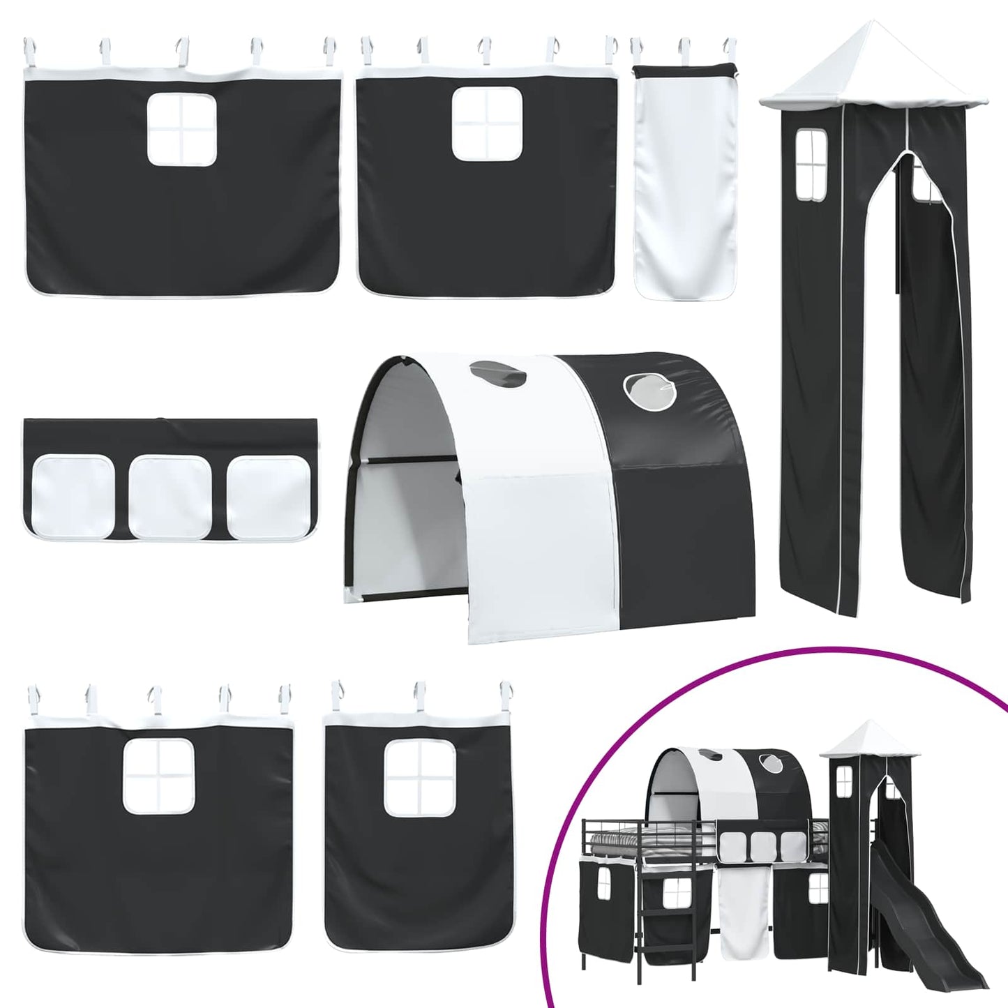 vidaXL Κρεβάτι κουκέτας για παιδιά Μαύρο 79,5 x 200 εκ. Μέταλλο