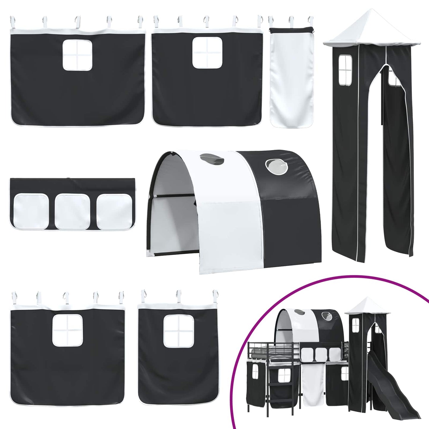 vidaXL Κρεβάτι κουκέτας για παιδιά Μαύρο 90 x 190 cm Μέταλλο