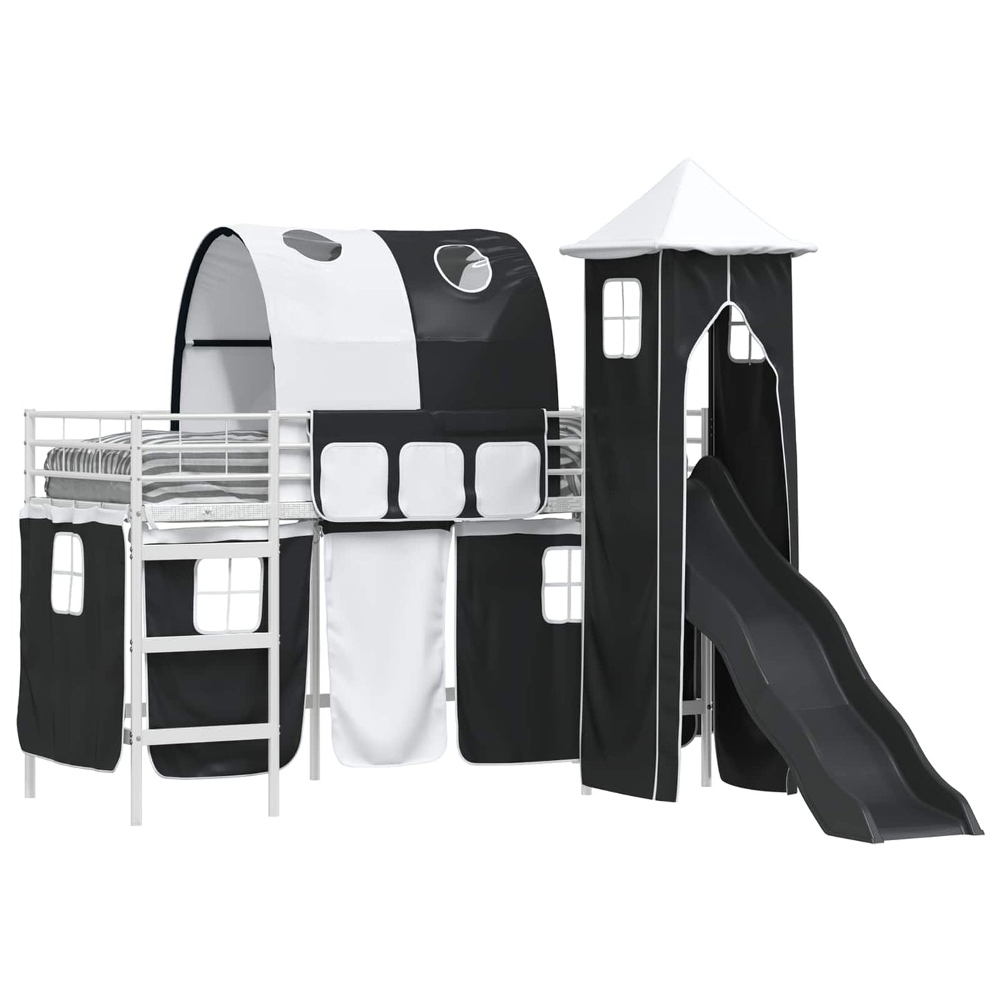 vidaXL Κρεβάτι κουκέτας για παιδιά Λευκό και Μαύρο 74,5 x 190 εκ.