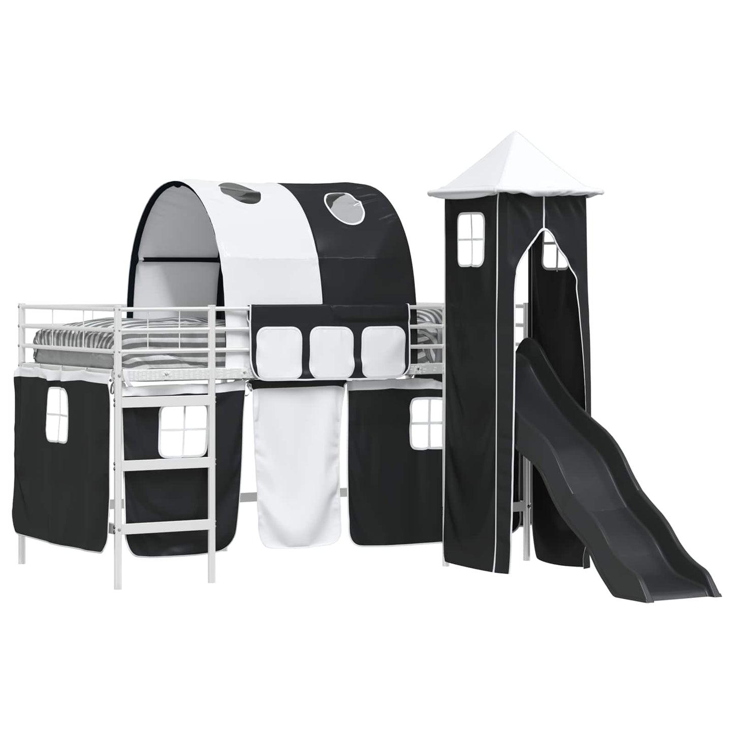 vidaXL Κρεβάτι κουκέτας για παιδιά Λευκό και Μαύρο 90 x 200 cm Μέταλλο