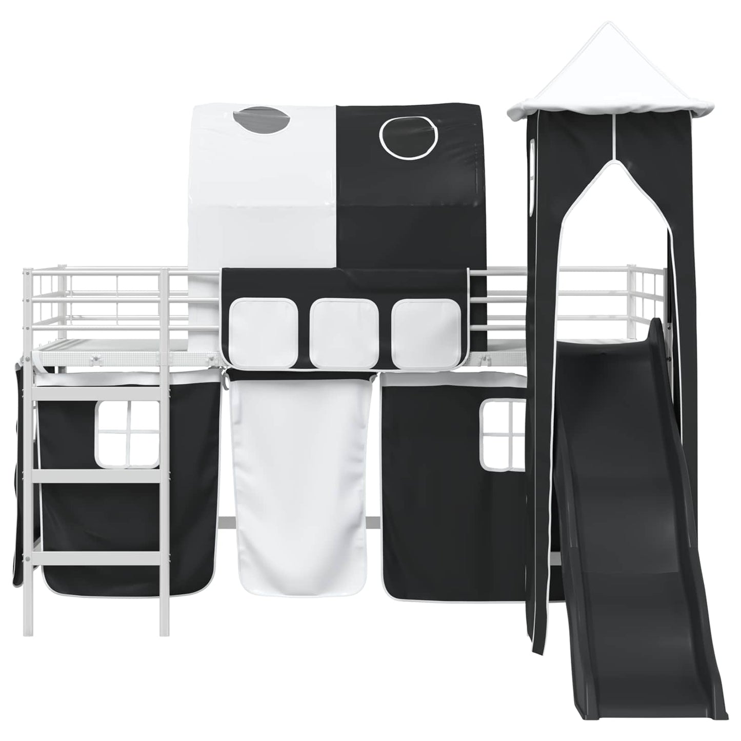 vidaXL Κρεβάτι κουκέτας για παιδιά Λευκό και Μαύρο 90 x 200 cm Μέταλλο