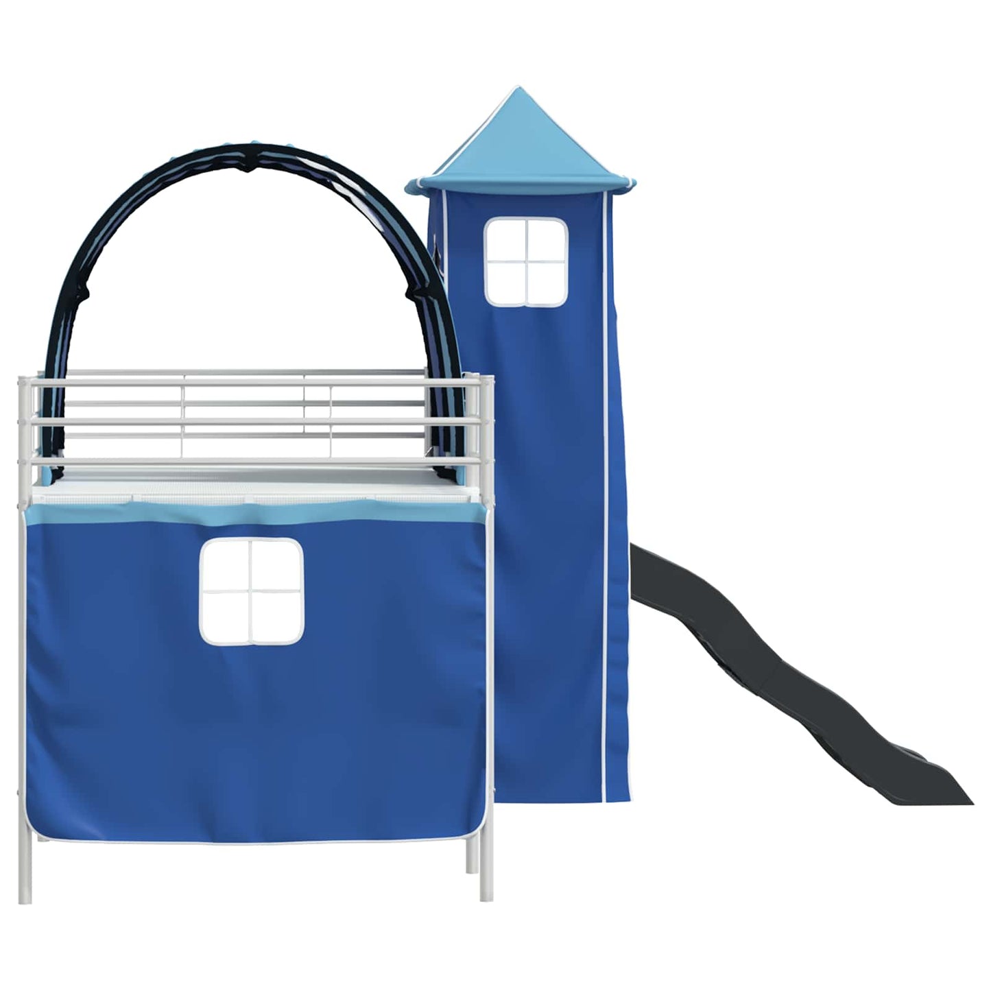 vidaXL Κρεβάτι κουκέτας για παιδιά Λευκό και Μπλε 90 x 200 cm Μέταλλο