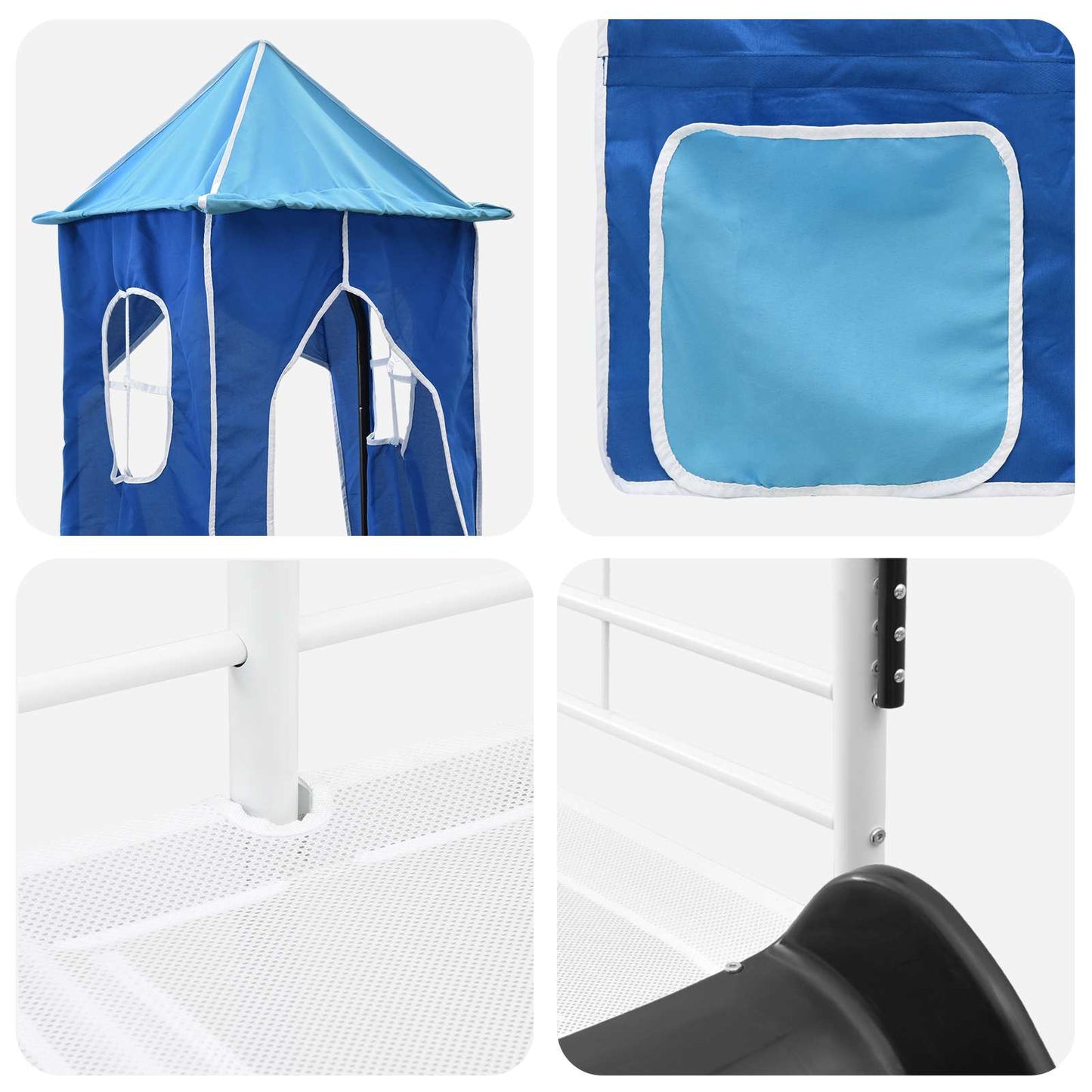 vidaXL Κρεβάτι κουκέτας για παιδιά Λευκό και Μπλε 99,5 x 200 εκ.