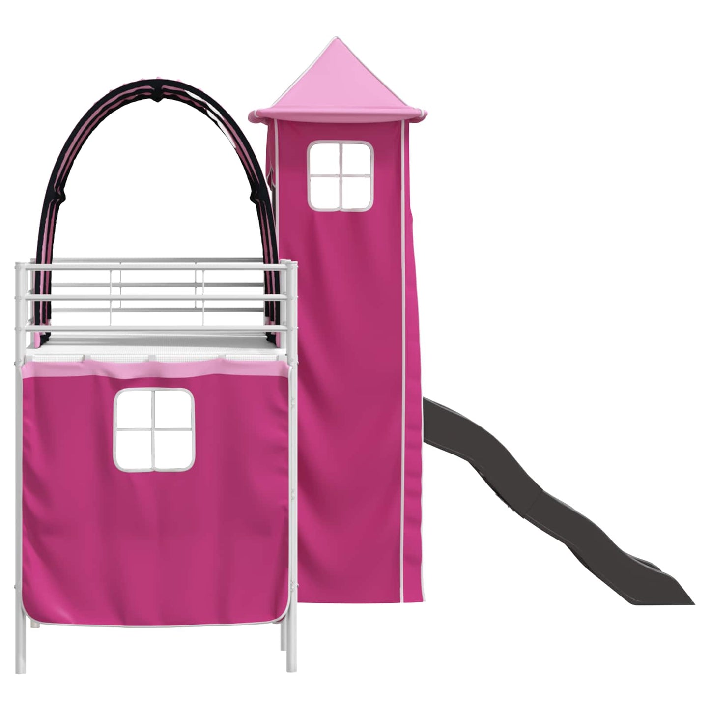 vidaXL Κρεβάτι κουκέτας για παιδιά Λευκό και Ρόζ 74,5 x 190 εκ.