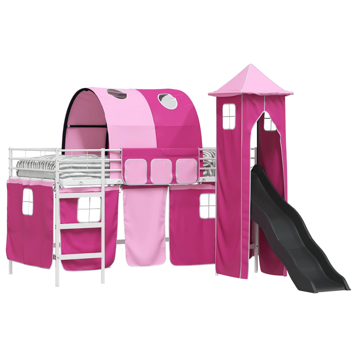 vidaXL Κρεβάτι κουκέτας για παιδιά Λευκό και Ρόζ 99,5 x 200 εκ.