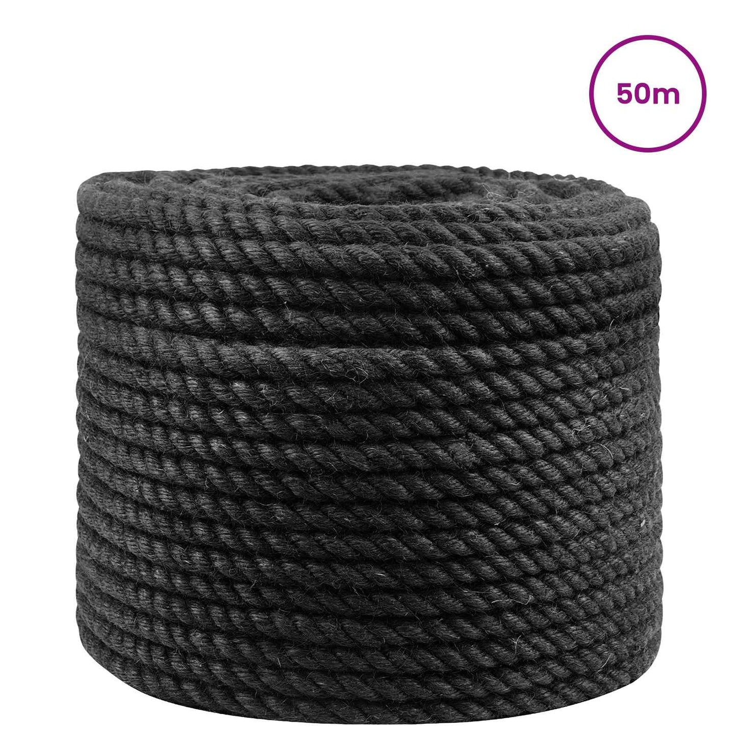 vidaXL Σχοινί Από Τζute 12 mm Μαύρο 100% Τζούτα Tossa
