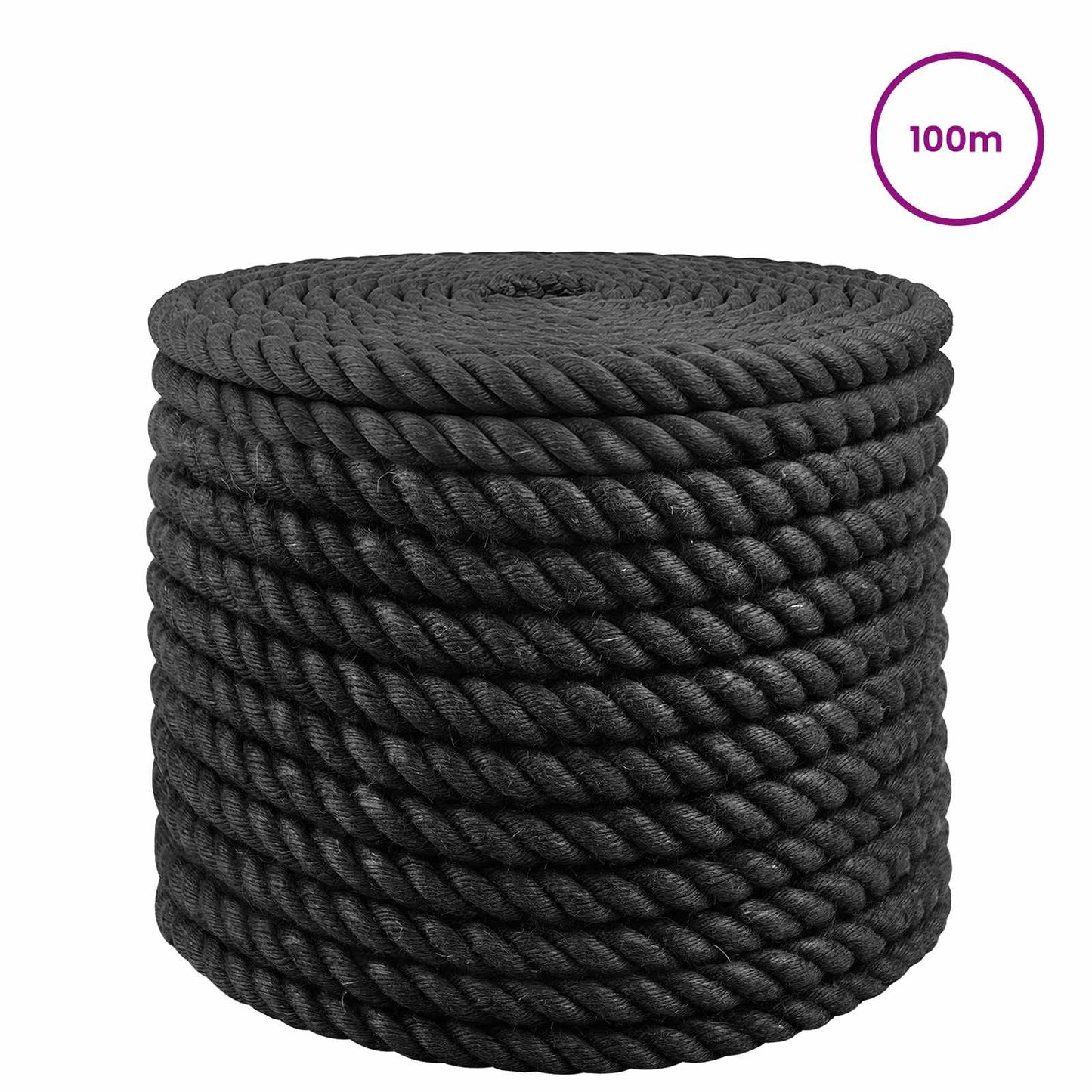 vidaXL Σχοινί Από Τζute 16 mm Μαύρο 100% Τζούτα Tossa