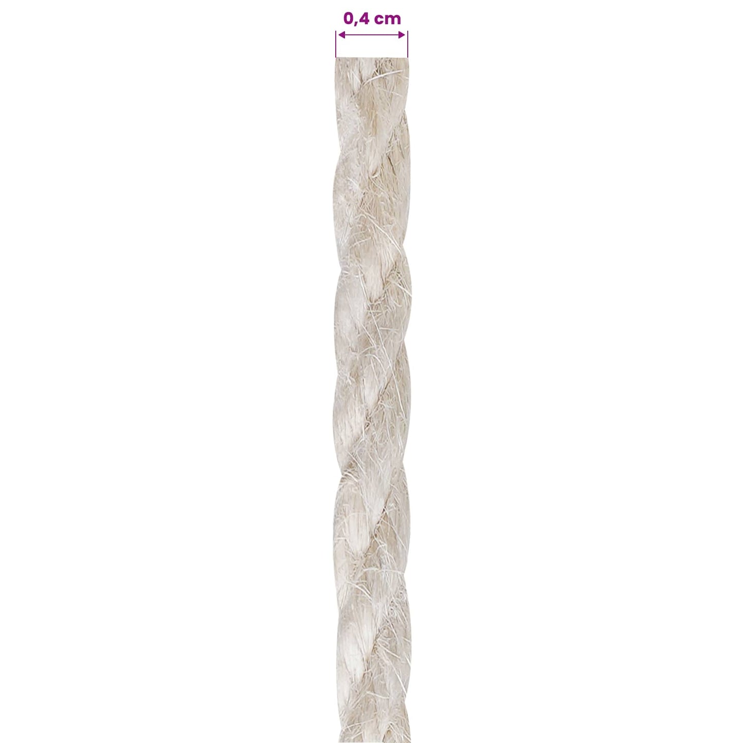 vidaXL Σχοινί γιούτας 4 mm Λευκό 100% Τζούτα Tossa