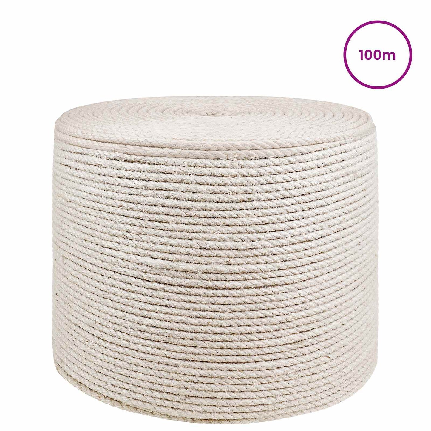 vidaXL Σχοινί Από Τζute 8 mm Λευκό 100% Τζούτα Tossa