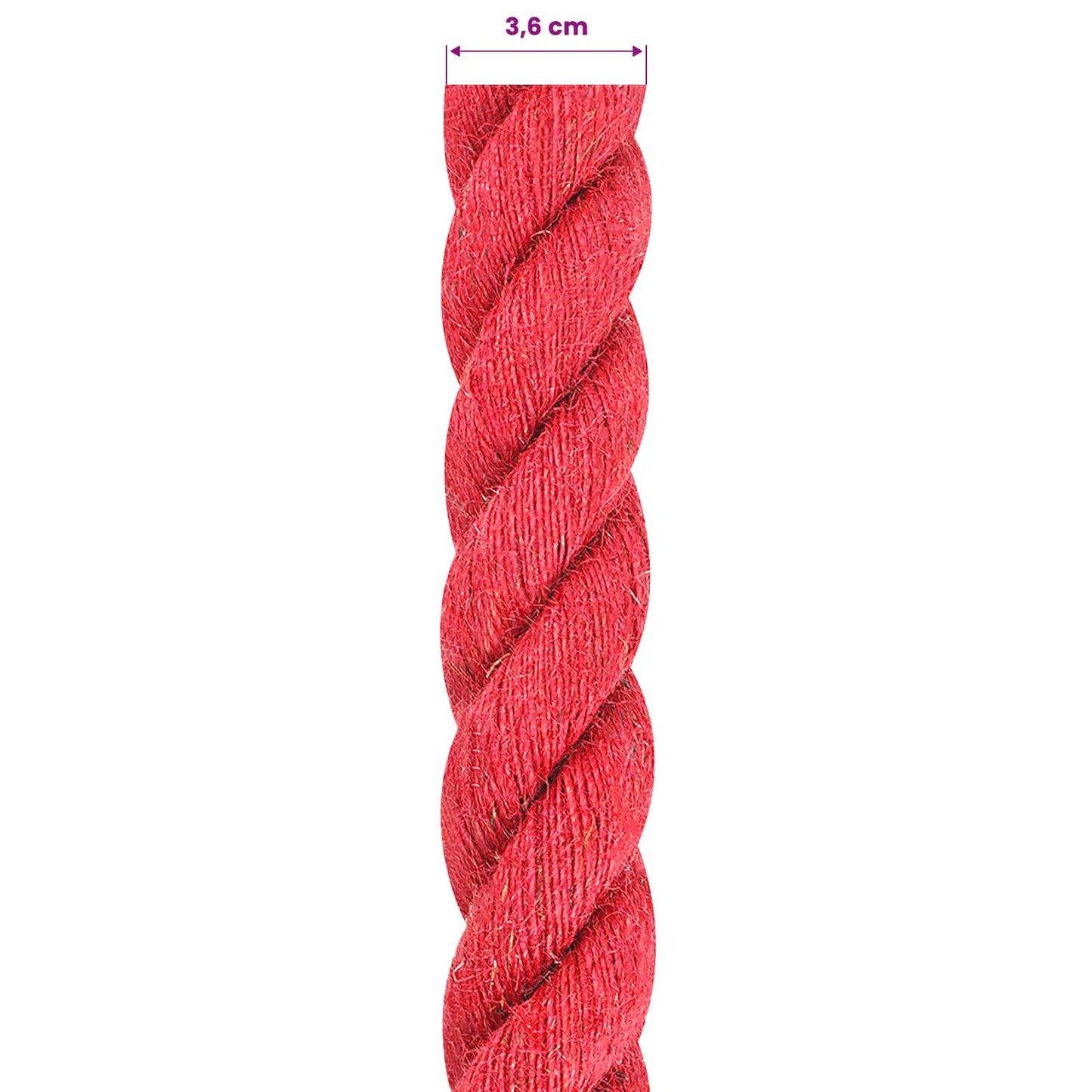 vidaXL Σχοινί Από Τζute 36 mm Κόκκινο 100% Τζούτα Tossa