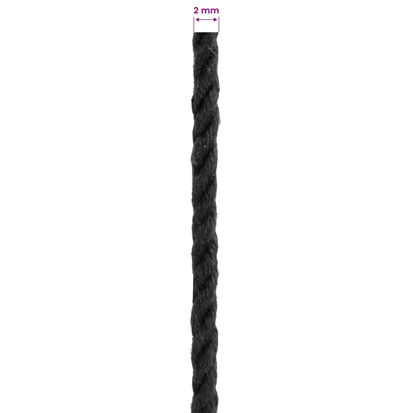 vidaXL Cotton Twine 2 τμχ. 2 mm 100 m Μαύρο 100% Βαμβάκι