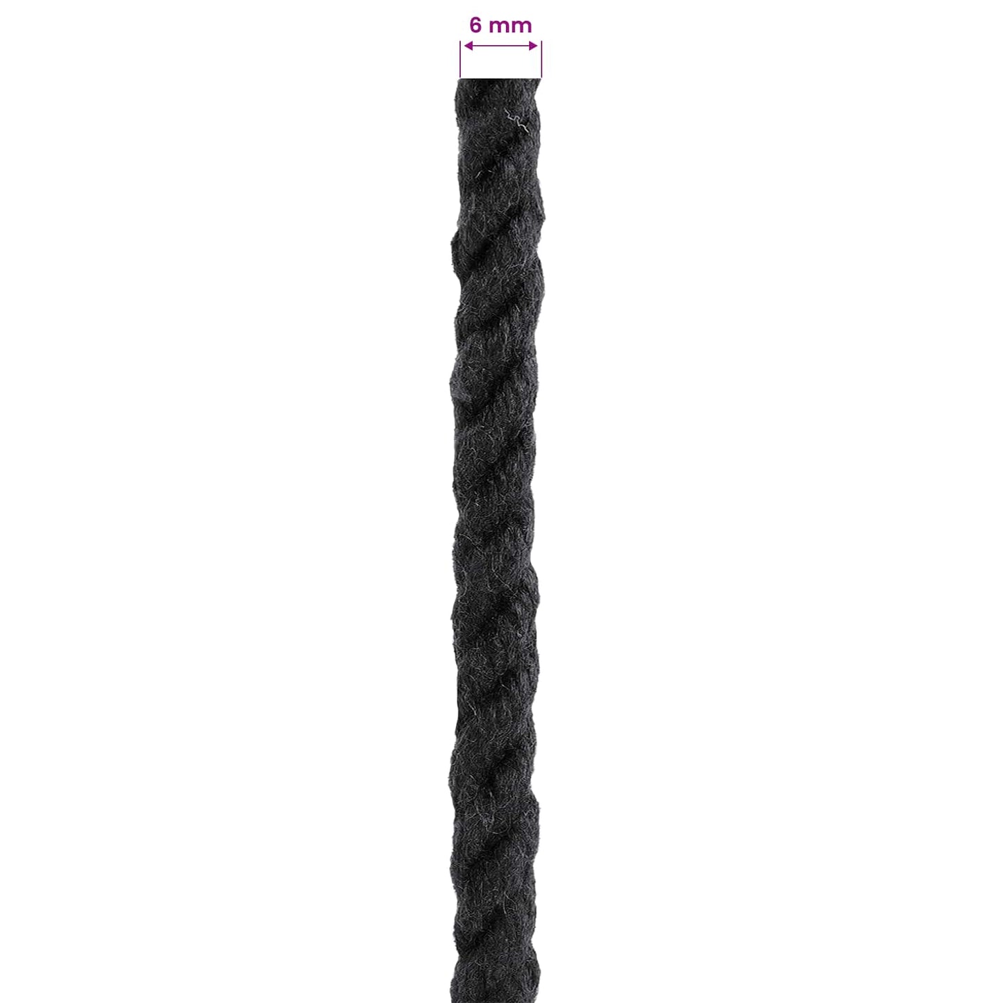 vidaXL Κωτόσχοινo 6 mm 50 m Μαύρο 100% Βαμβάκι