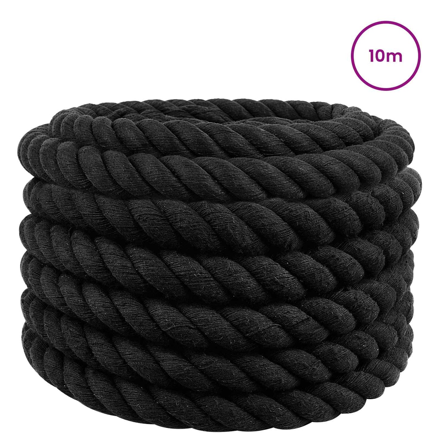 vidaXL Κωτόσχοινo 30 mm 10 m Μαύρο 100% Βαμβάκι