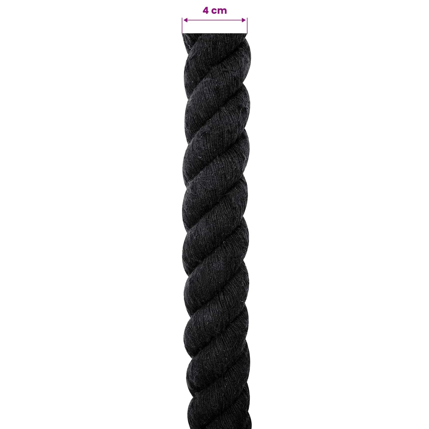 vidaXL Κωτόσχοινo 40 mm 10 m Μαύρο 100% Βαμβάκι