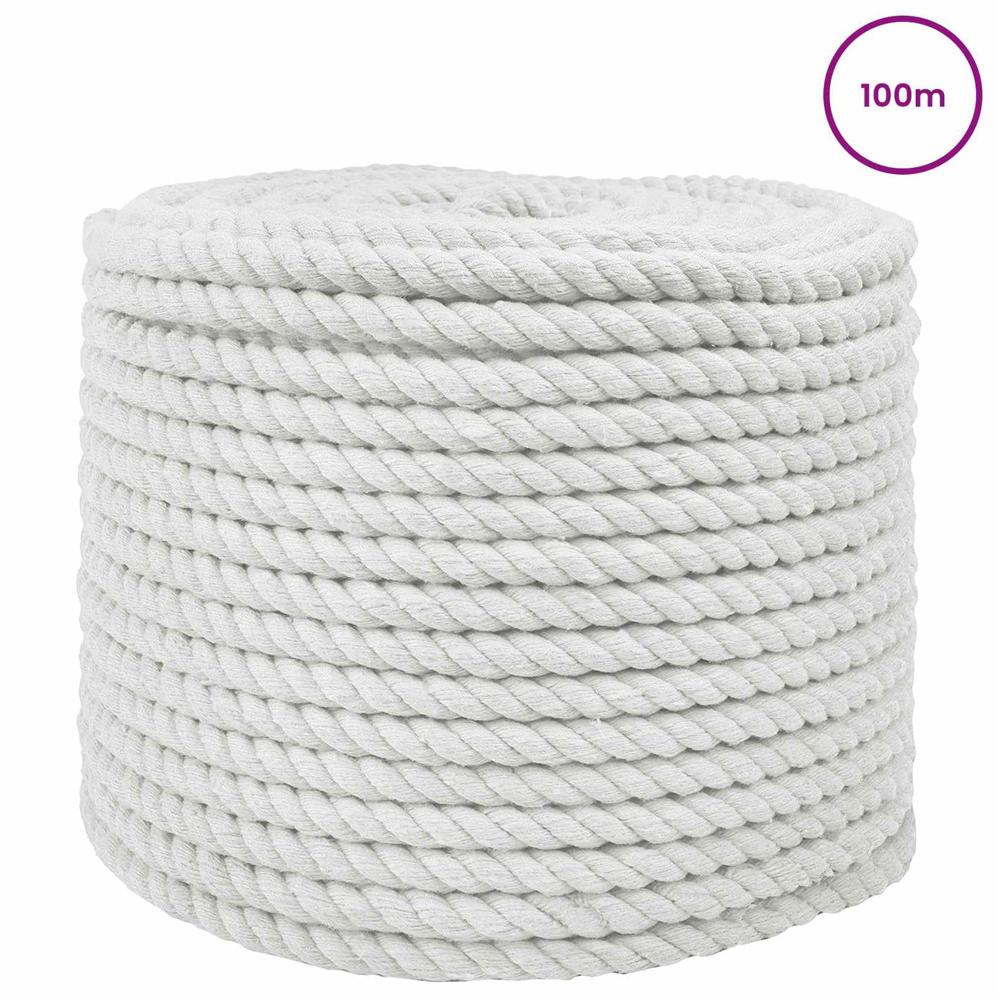 vidaXL Σχοινί Λευκό 1,2 x 1,2 x 10000 εκ Βαμβάκι