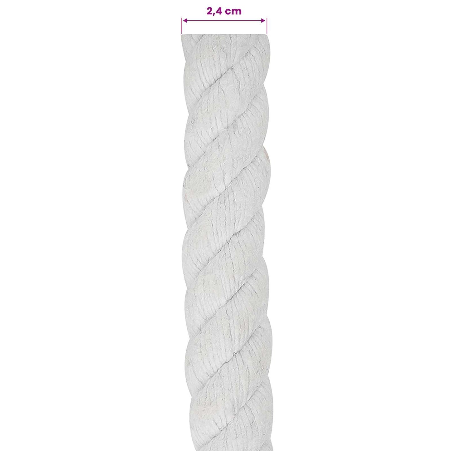 vidaXL Σχοινί Λευκό 2,4 x 2,4 x 2500 εκ Βαμβάκι
