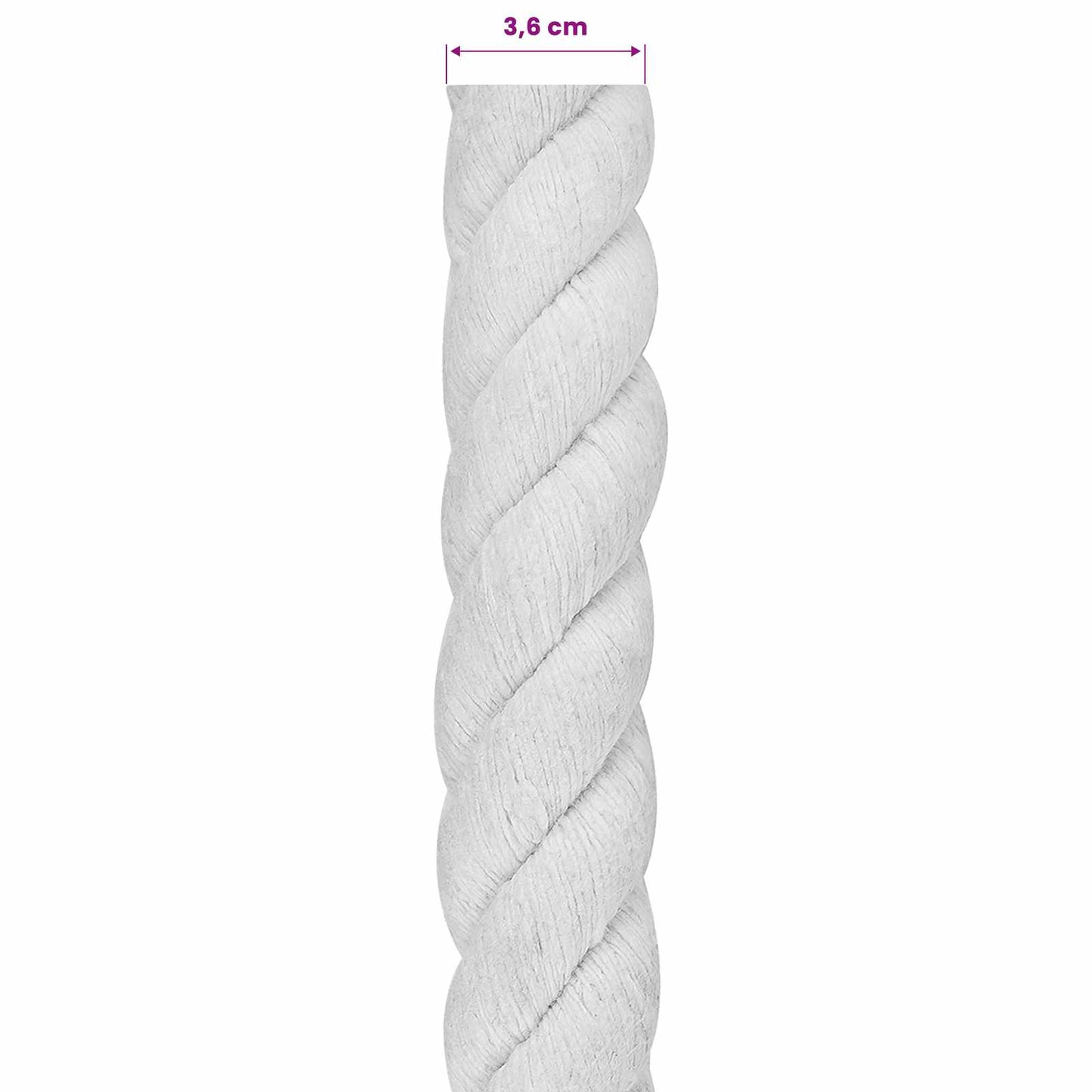 vidaXL Σχοινί Λευκό 3,6 x 3,6 x 2500 εκ Βαμβάκι