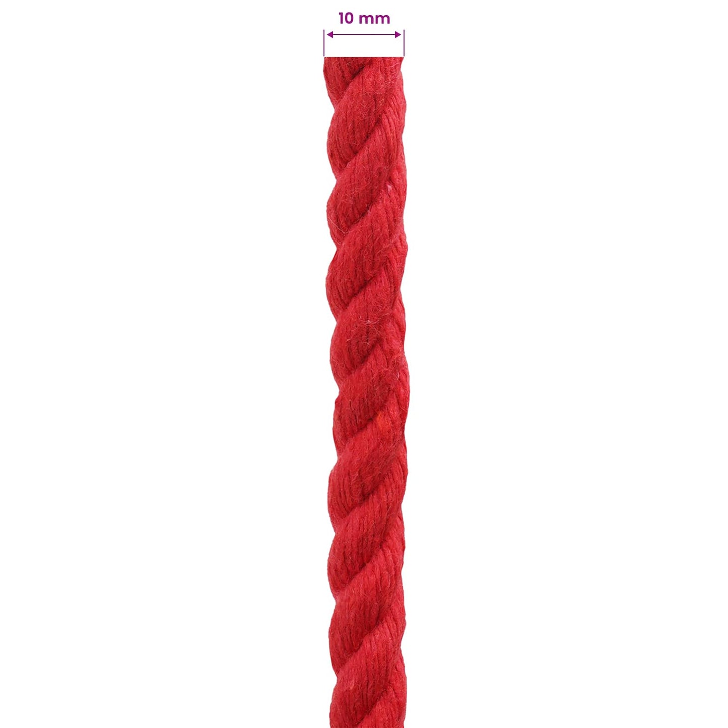 vidaXL Κωτόσχοινo 10 mm 250 m Κόκκινο 100% Βαμβάκι
