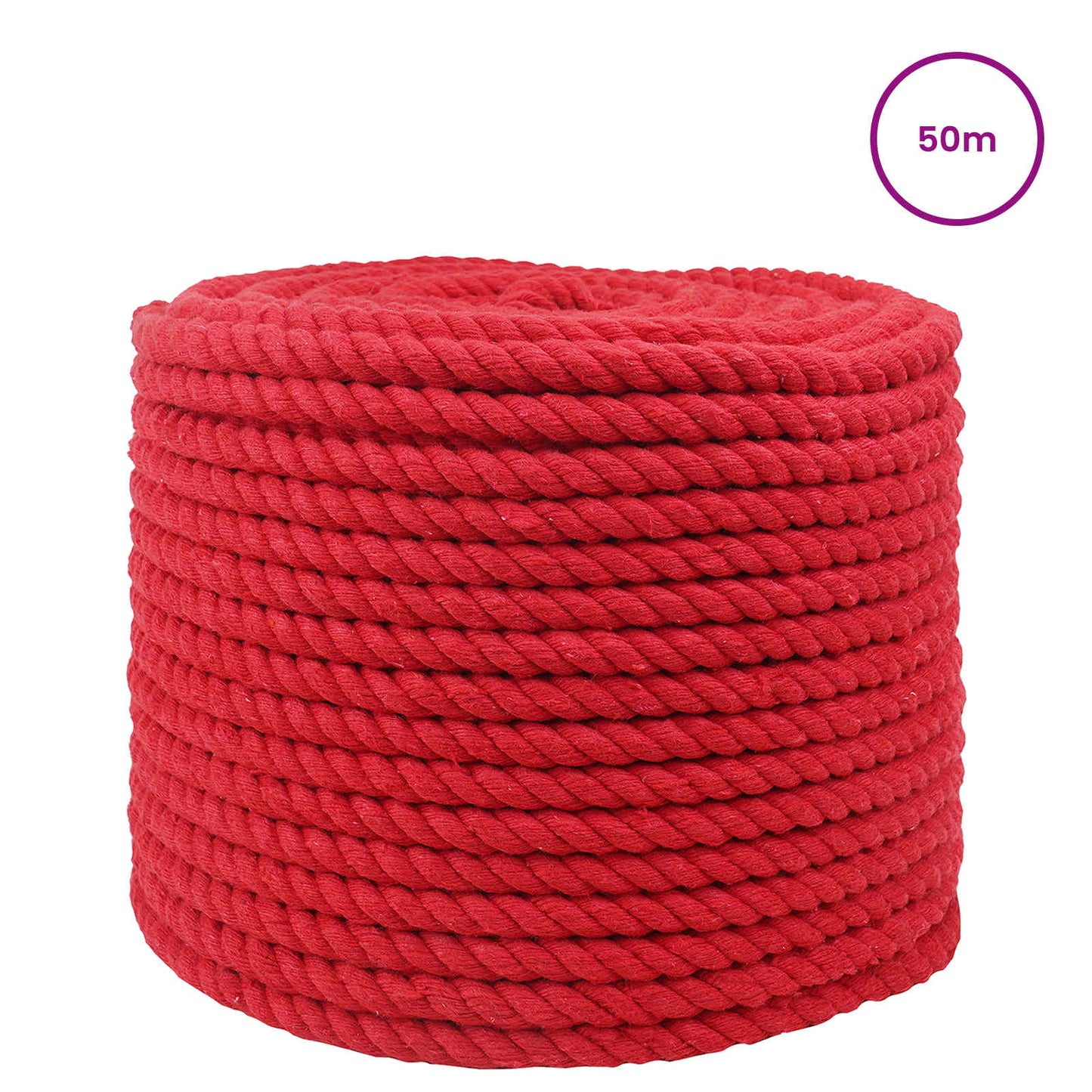 vidaXL Κωτόσχοινo 12 mm 50 m Κόκκινο 100% Βαμβάκι