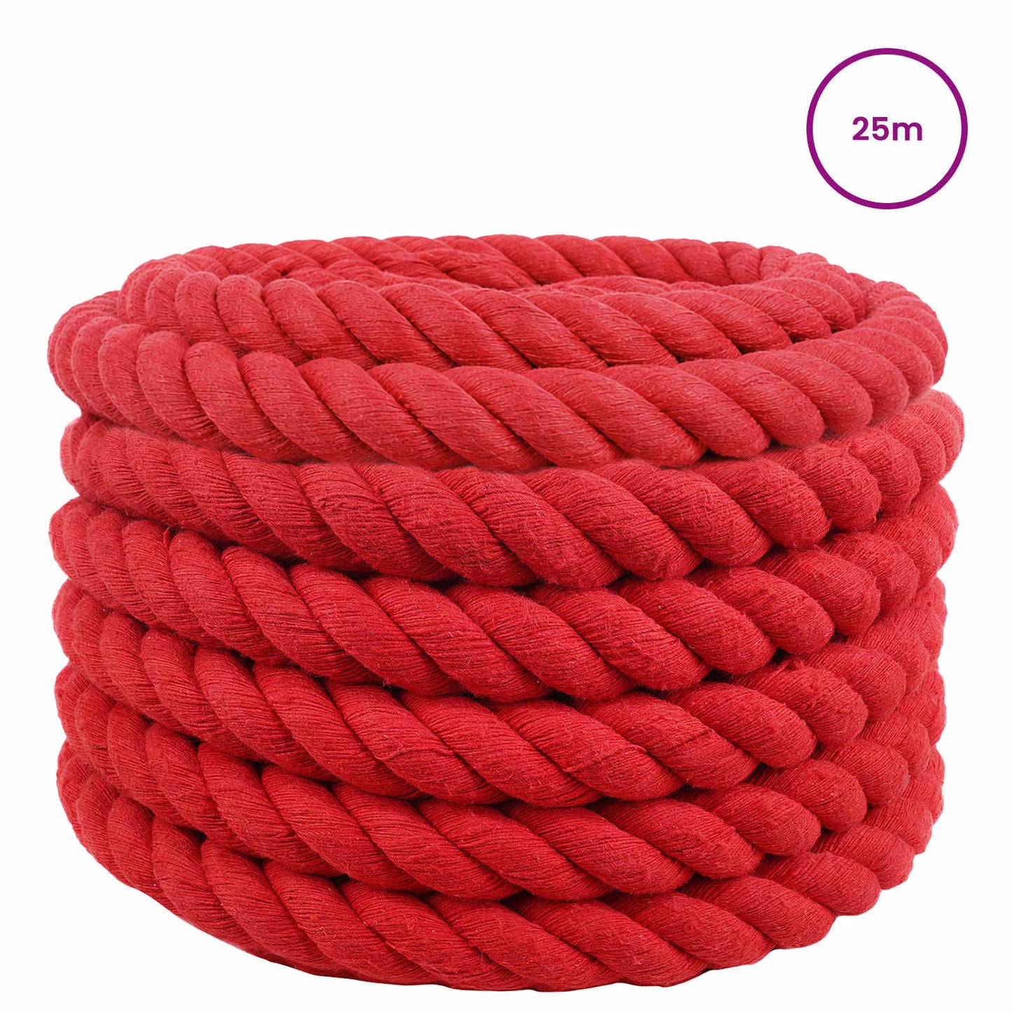 vidaXL Κωτόσχοινo 30 mm 25 m Κόκκινο 100% Βαμβάκι
