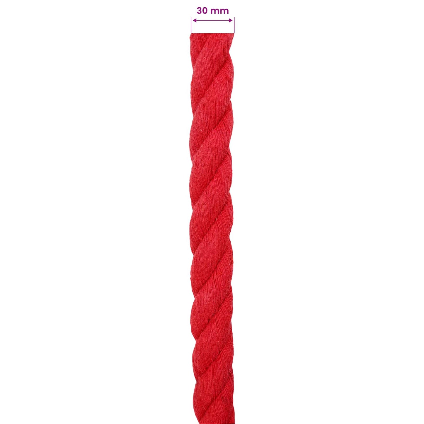 vidaXL Κωτόσχοινo 30 mm 50 m Κόκκινο 100% Βαμβάκι